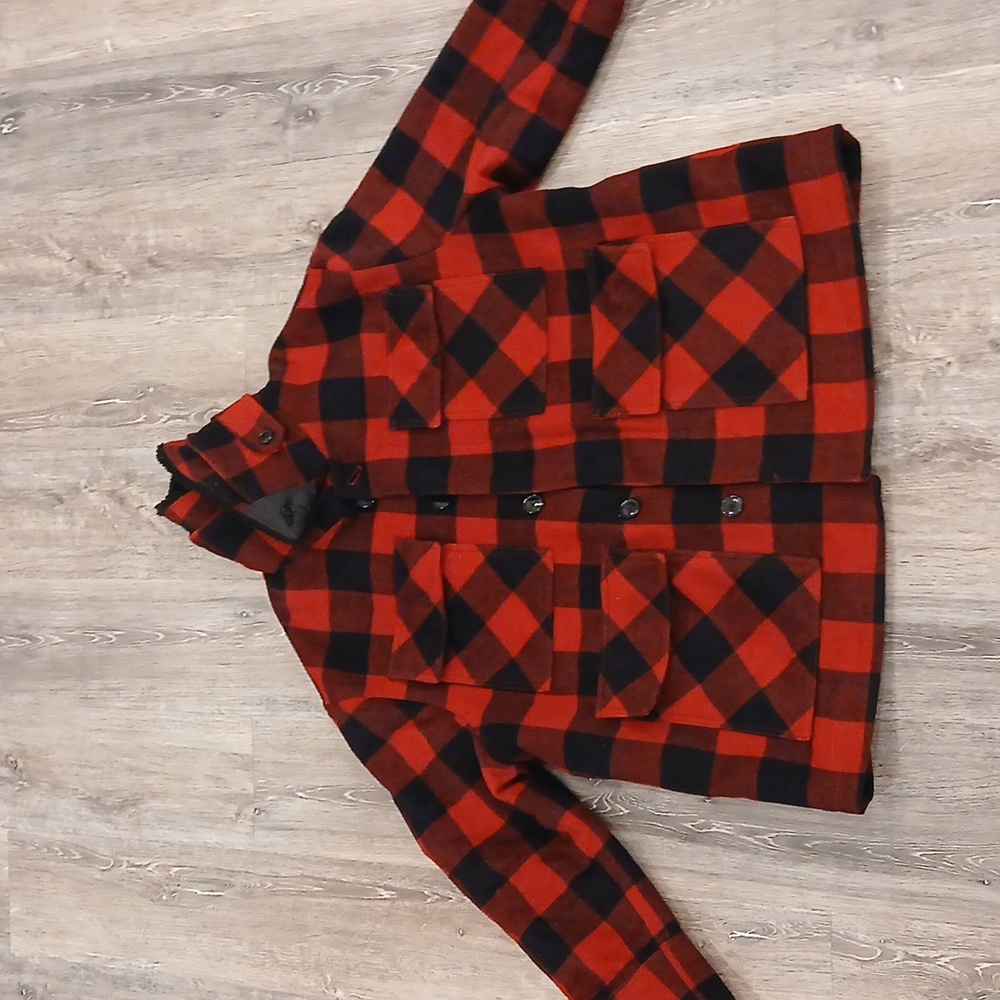 GAP x GQ ami Buffalo Plaid Mens Wool Parka Lined with Double Collar